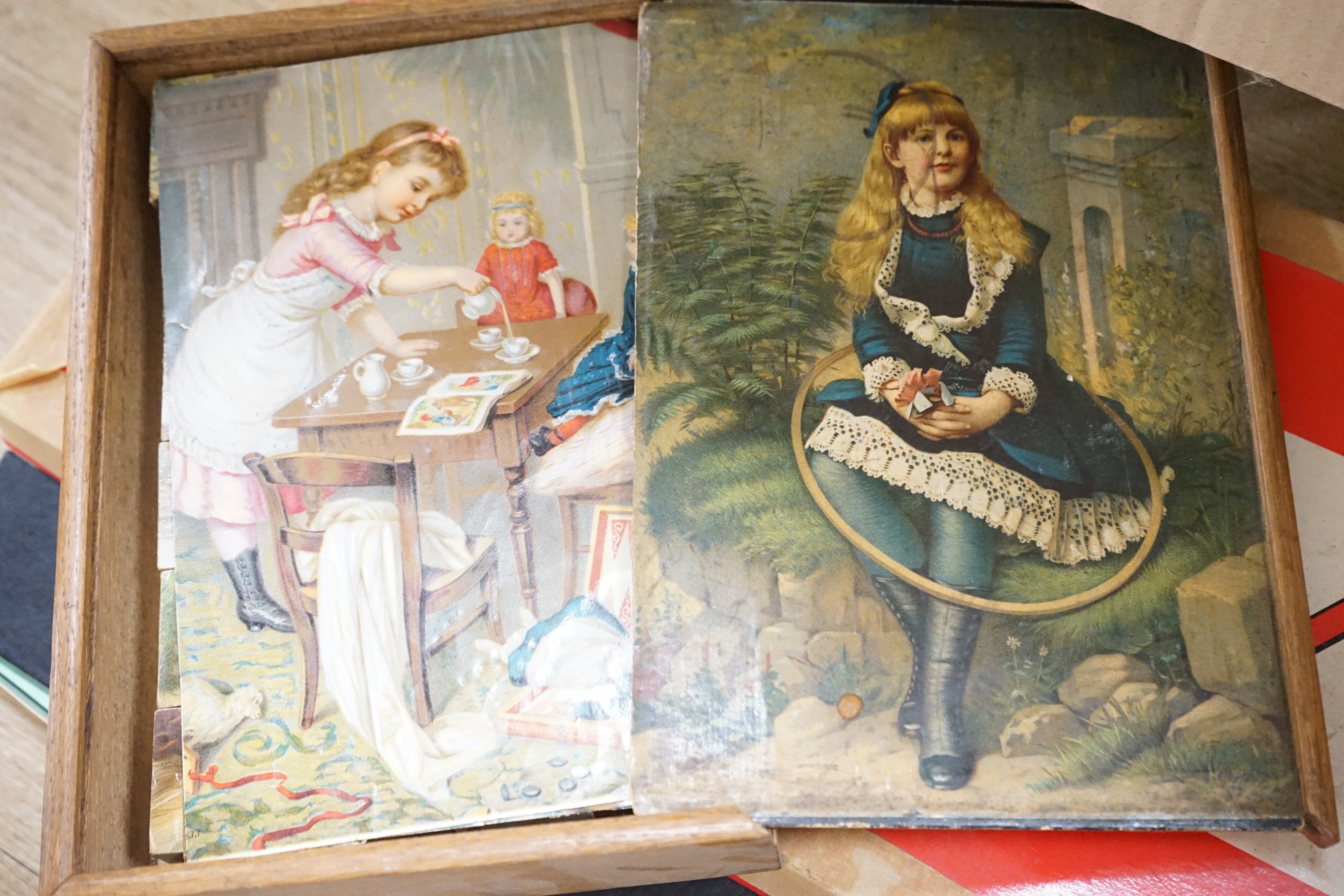A box of miscellaneous Victorian games and an early Monopoly